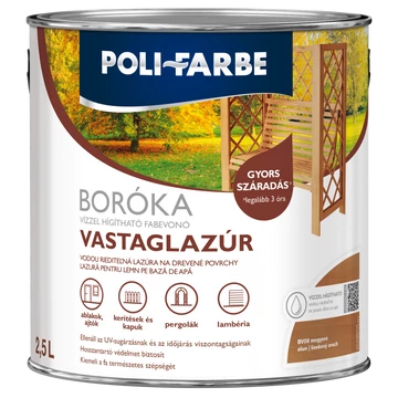Poli-Farbe Boróka mogyoró 2,5 l vizes bázisú lazúrfesték