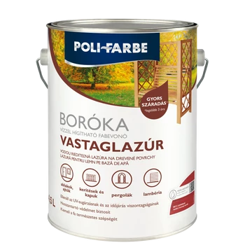 Poli-Farbe Boróka vörösfenyő 4,5l vizes bázisú lazúrfesték