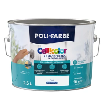 Poli-Farbe Cellkolor fehér 2,5l selyemfényű Zománcfesték