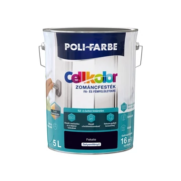 Poli-Farbe Cellkolor fekete 5l selyemfényű Zománcfesték