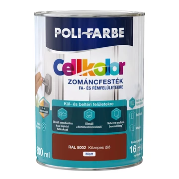 Poli-Farbe Cellkolor Közepes dió RAL 8002 0,8l matt Zománcfesték