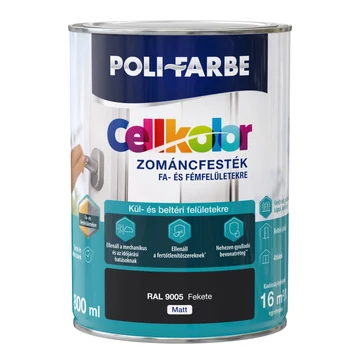 Poli-Farbe Cellkolor Fekete RAL 9005 0,8l  matt Zománcfesték