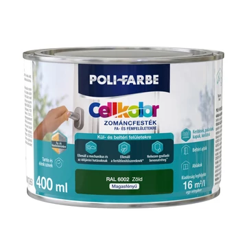 Poli-Farbe Cellkolor zöld RAL 6002 0,4l  magasfényű Zománcfesték