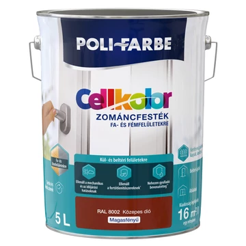 Poli-Farbe Cellkolor közepes dió RAL 8002 5l  magasfényű Zománcfesték