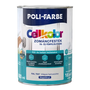 Poli-Farbe Cellkolor világos hamuszürke RAL 7047 0,8l  magasfényű Zománcfesték
