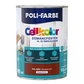 Poli-Farbe Cellkolor közepes dió RAL 8002 0,8l  magasfényű Zománcfesték
