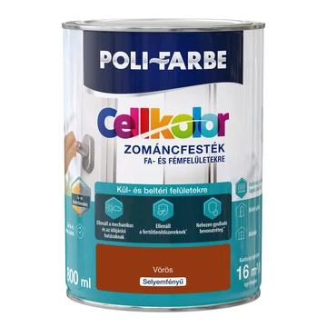 Poli-Farbe Cellkolor vörös 0,8l selyemfényű Zománcfesték