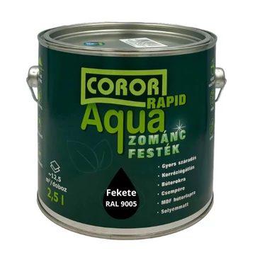 Coror Rapid Aqua VÍZBÁZISÚ Zománcfesték Fekete RAL 9005 2,5l