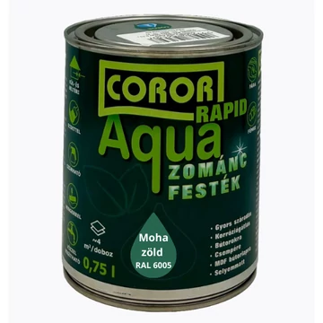 Coror Rapid Aqua VÍZBÁZISÚ Zománcfesték Mohazöld RAL 6005 0,75l