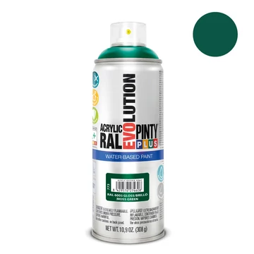 Pinty Plus Evolution Moss Green vizes bázisú akril festék spray fényes 400ml RAL 6005