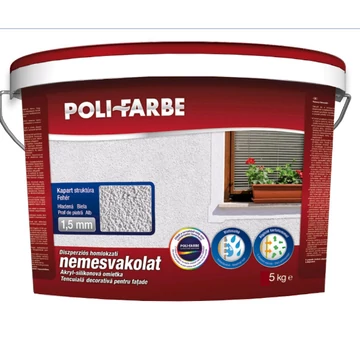 Nemesvakolat Fehér színben kapart 1,5 mm választható kiszerelésben Polifarbe Policolor