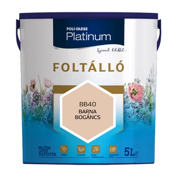 Poli-Farbe Platinum Foltálló barna bogáncs színű 5l beltéri latex falfesték