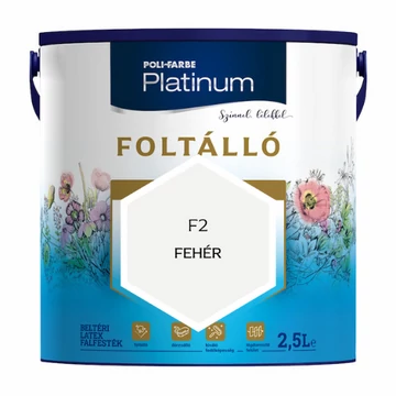 Poli-Farbe Platinum Foltálló fehér színű 2,5l beltéri latex falfesték