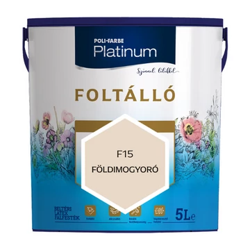 Poli-Farbe Platinum Foltálló földimogyoró színű 5l beltéri latex falfesték