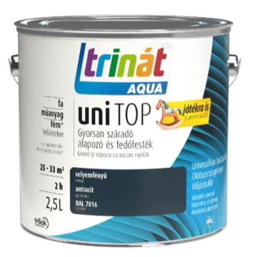 Trinát Aqua uniTop Selyemfényű, gyorsan száradó alapozó és fedőfesték antracit szürke RAL 7016 2,5l