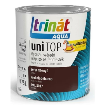Trinát Aqua uniTop Selyemfényű, gyorsan száradó alapozó és fedőfesték csokoládébarna RAL 8017 0,75l
