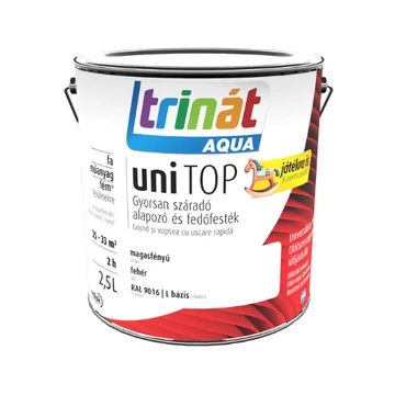 Trinát Aqua uniTop Magasfényű, gyorsan száradó alapozó és fedőfesték fehér RAL 9016, 2,5l