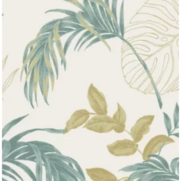 Levélmintás zöld vlies tapéta Attitude /Grandeco A64302