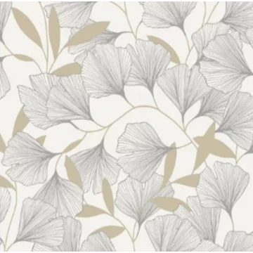 Levélmintás ezüst vlies tapéta Attitude /Grandeco A64401
