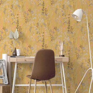 Virágmintás sárga színű vlies tapéta Casual/Chic 10258-03
