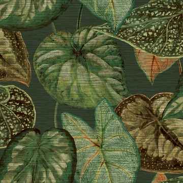 Trópusi leveles mintás zöld színű vlies tapéta Tahiti TA25054