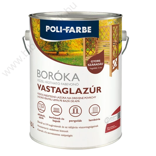 Polifarbe Boróka vizes bázisú lazúrfesték vörösfenyő 4,5l 