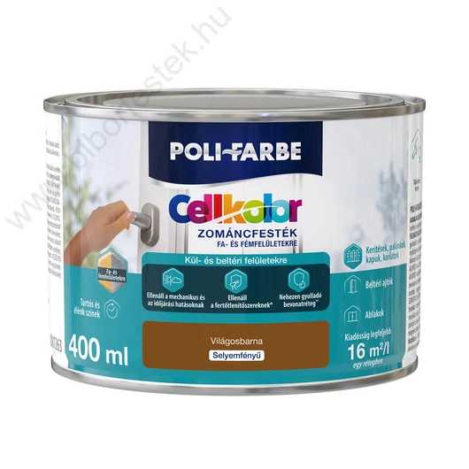 Poli-Farbe Cellkolor világosbarna 0,4l selyemfényű Zománcfesték