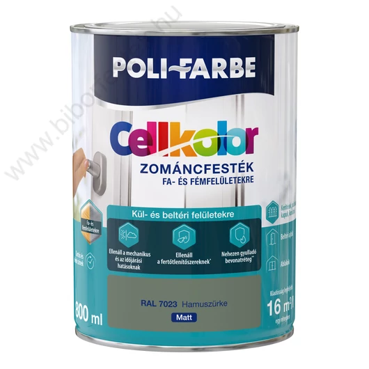 Poli-Farbe Cellkolor Hamuszürke RAL 7023 0,8l matt Zománcfesték