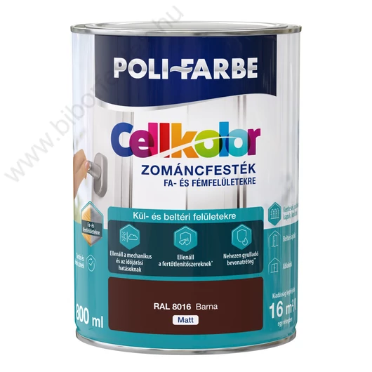 Poli-Farbe Cellkolor Barna RAL 8016 0,8l matt Zománcfesték