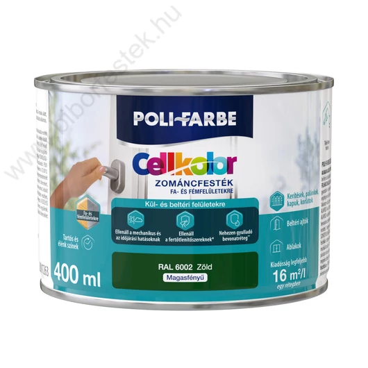 Poli-Farbe Cellkolor zöld RAL 6002 0,4l  magasfényű Zománcfesték