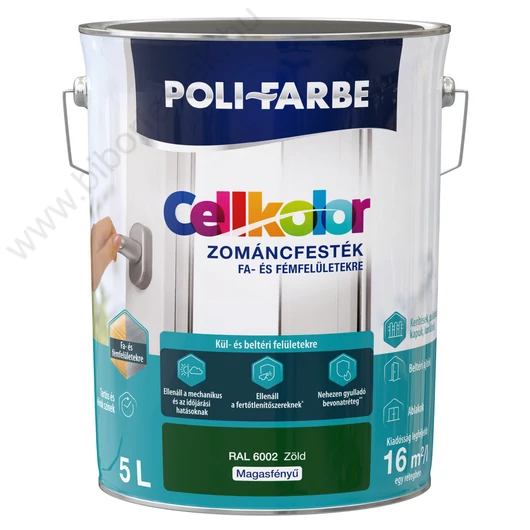 Poli-Farbe Cellkolor zöld RAL 6002 5l  magasfényű Zománcfesték