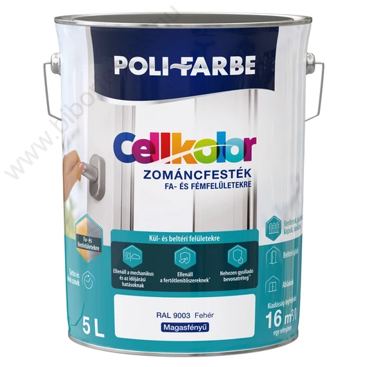 Poli-Farbe Cellkolor fehér 5l  magasfényű Zománcfesték