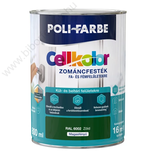 Poli-Farbe Cellkolor zöld RAL 6002 0,8l magasfényű Zománcfesték