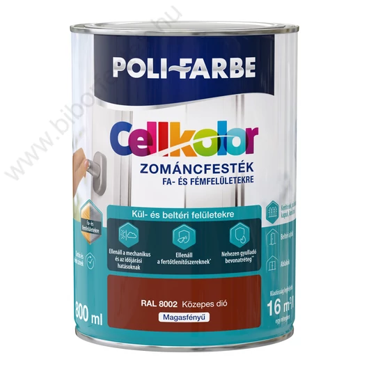 Poli-Farbe Cellkolor közepes dió RAL 8002 0,8l  magasfényű Zománcfesték