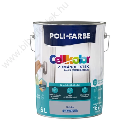 Poli-Farbe Cellkolor szürke 5l selyemfényű Zománcfesték