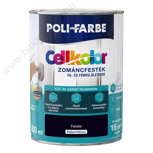 Poli-Farbe Cellkolor Selyemfényű Zománcfesték fekete 0,8l 