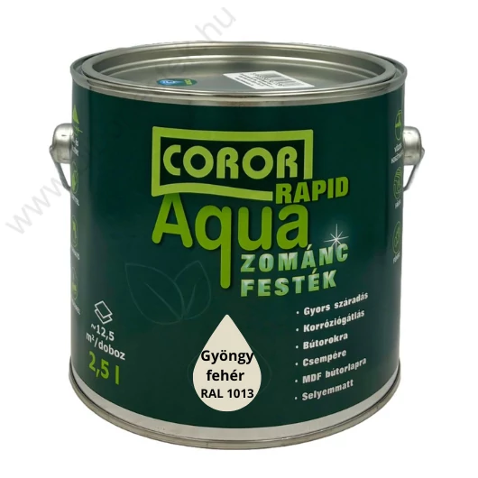 Coror Rapid Aqua VÍZBÁZISÚ Zománcfesték Gyöngyfehér RAL 1013 2,5l