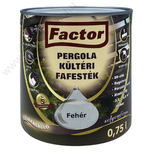 Factor Pergola fehér 0,75 l kültéri fafesték