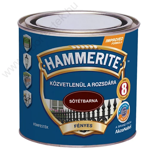 Hammerite fényes közvetlenül rozsdára festék barna színű 0,25l