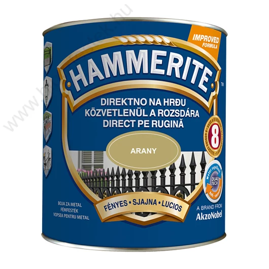 Hammerite közvetlenül rozsdára festék arany fényes  2,5 l