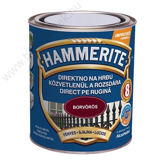 Hammerite közvetlenül rozsdára festék borvörös fényes  0,75 l