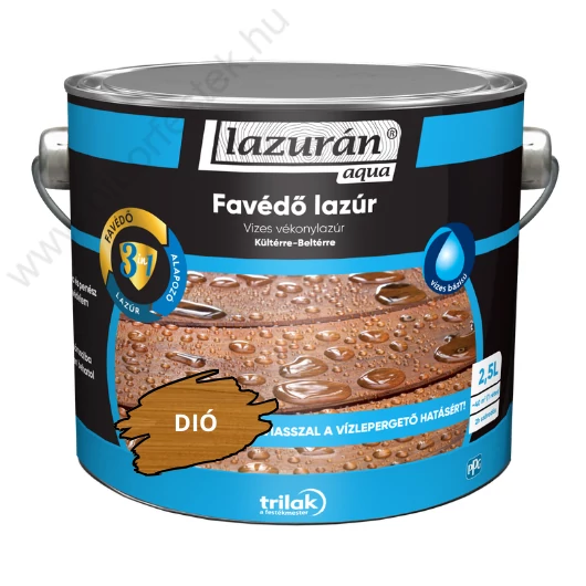 Vékonylazúr vizes Lazurán Aqua 3:1 dióbarna 2,5l