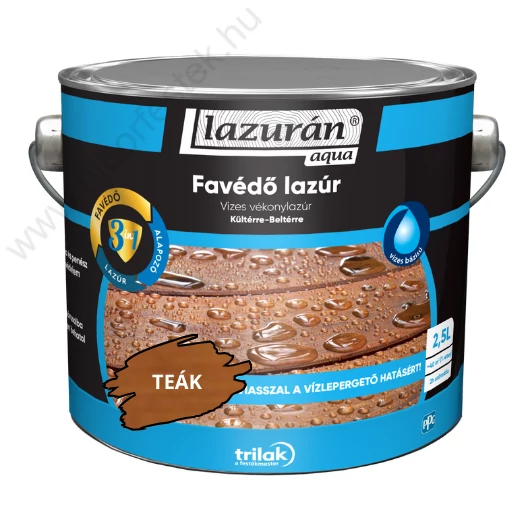 Vékonylazúr vizes Lazurán Aqua 3:1 teak 2,5l