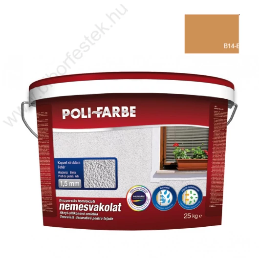 Poli-Farbe diszperziós homlokzati nemesvakolat kapart 1,5 mm 25 kg B14-E