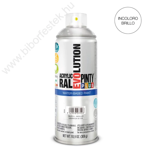 Pinty Plus Evolution Lakk vizes bázisú akril festék spray fényes 400ml RAL B199
