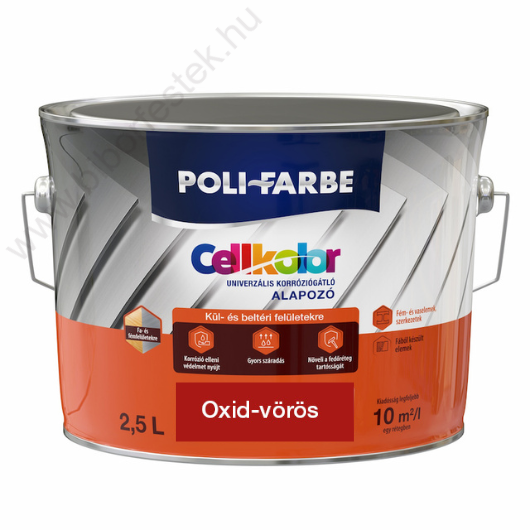 Poli-Farbe Cellkolor Univerzális Korróziógátló Alapozó oxidvörös színben 2,5l