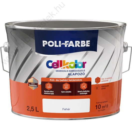 Poli-Farbe Cellkolor Univerzális Korróziógátló Alapozó fehér színben 2,5l