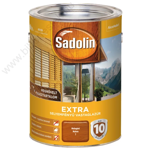 Sadolin Extra selyemfényű vastaglazúr mahagóni színben 5l