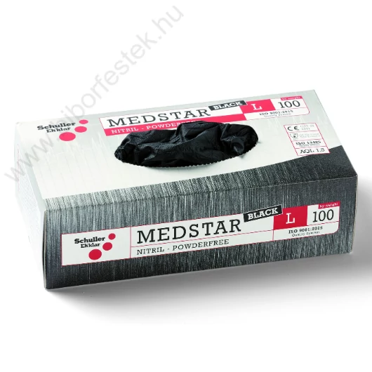 Gumikesztyű, egyszerhasználatos, élelmiszerekez L/9 méretben 100db/ doboz MESDTAR BLACK