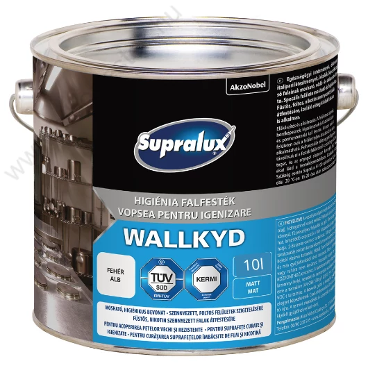 Supralux Wallkyd Folttakaró higiénia falfesték fehér színben 10 l